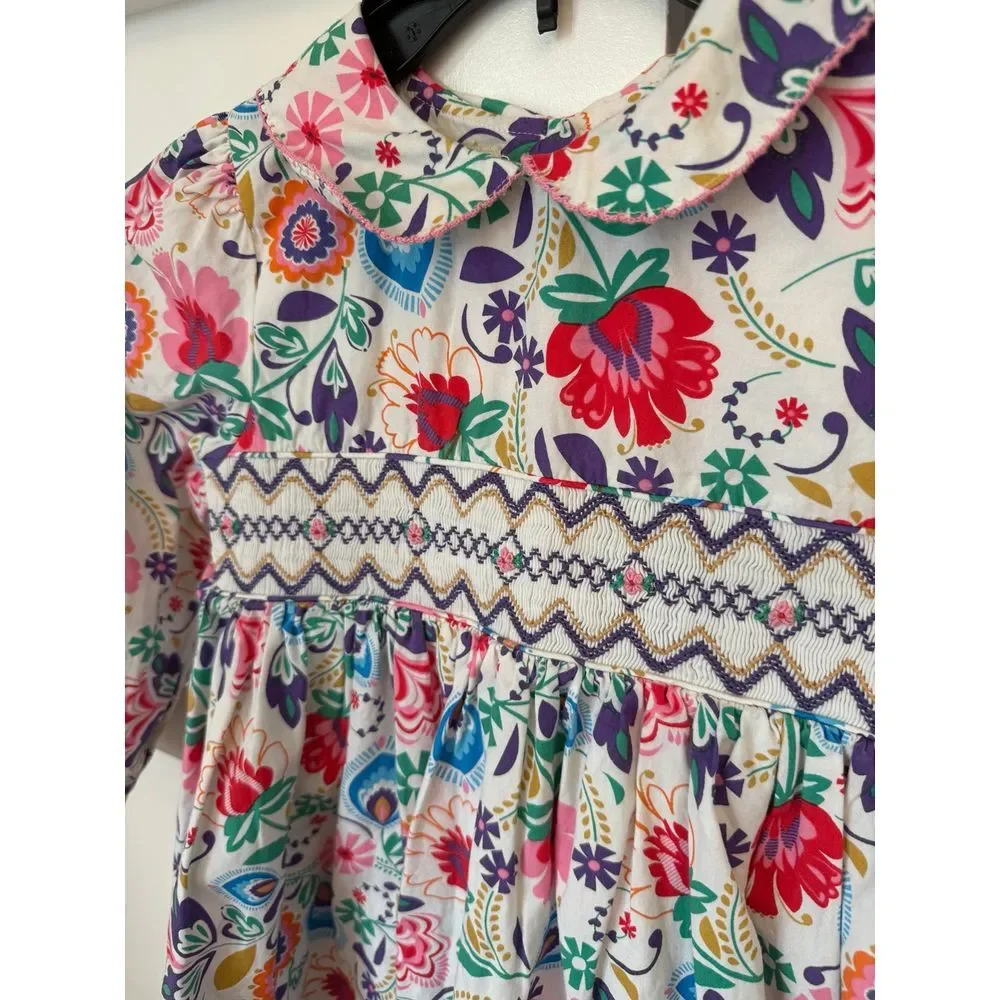 Marmellata‎ paisley long sleeve smocked dress size 6x